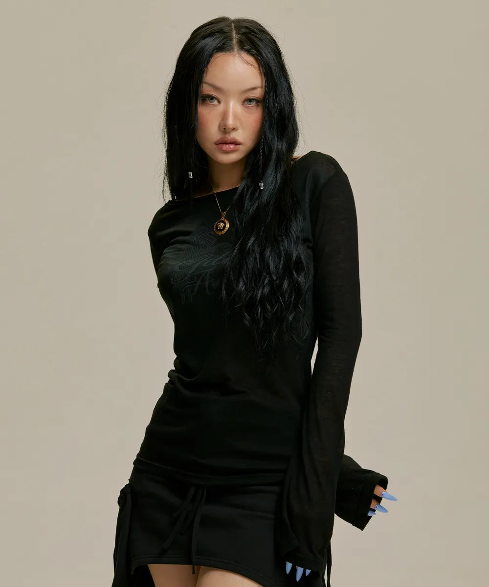 JISOO同款STAR WING SHEER LONG SLEEVE