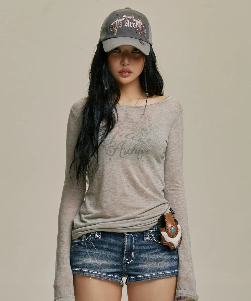 JISOO同款STAR WING SHEER LONG SLEEVE