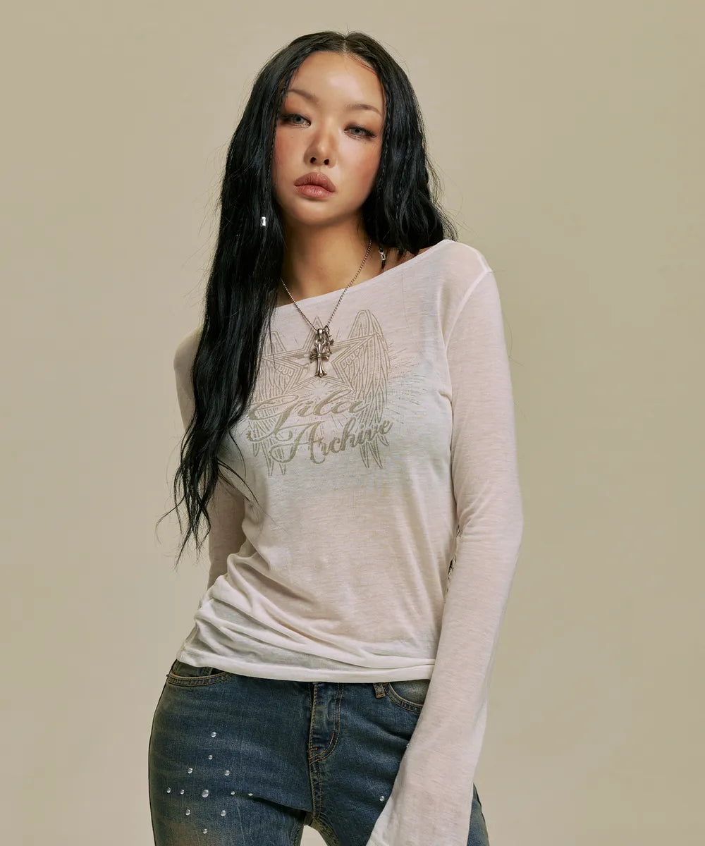 JISOO同款STAR WING SHEER LONG SLEEVE