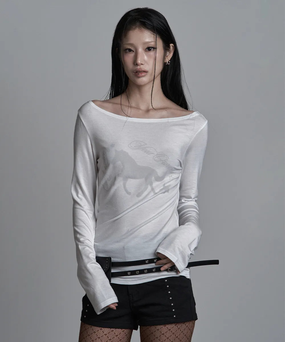 asur Horse Boatneck Long Sleeve(4 colors)