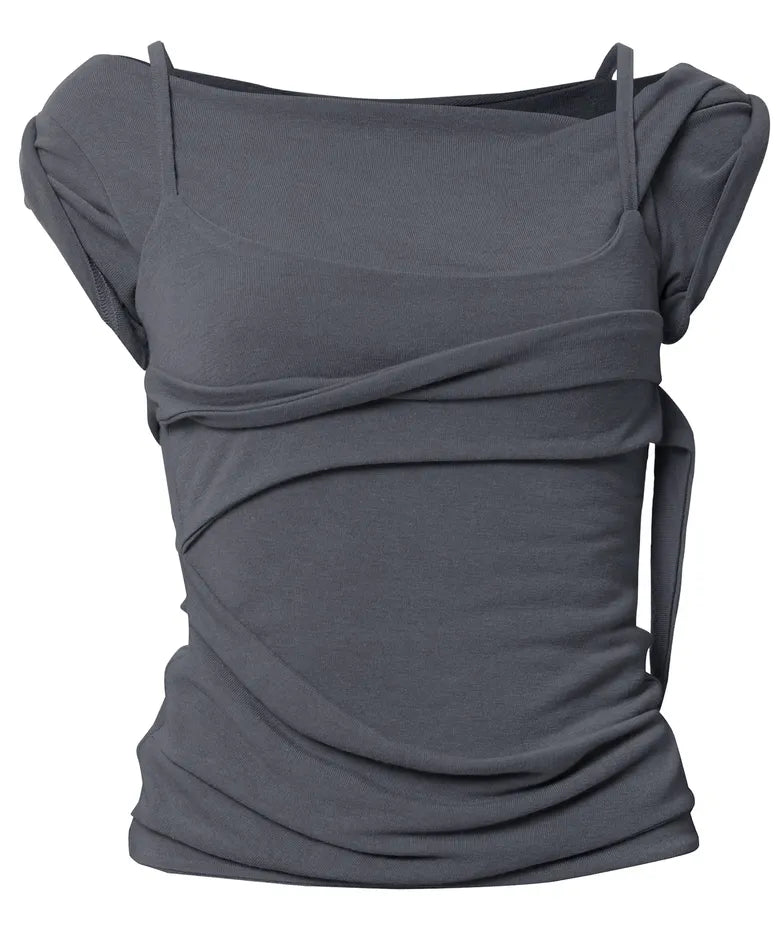 FLARE UP Layered Bustier T-Shirt(4 colors)