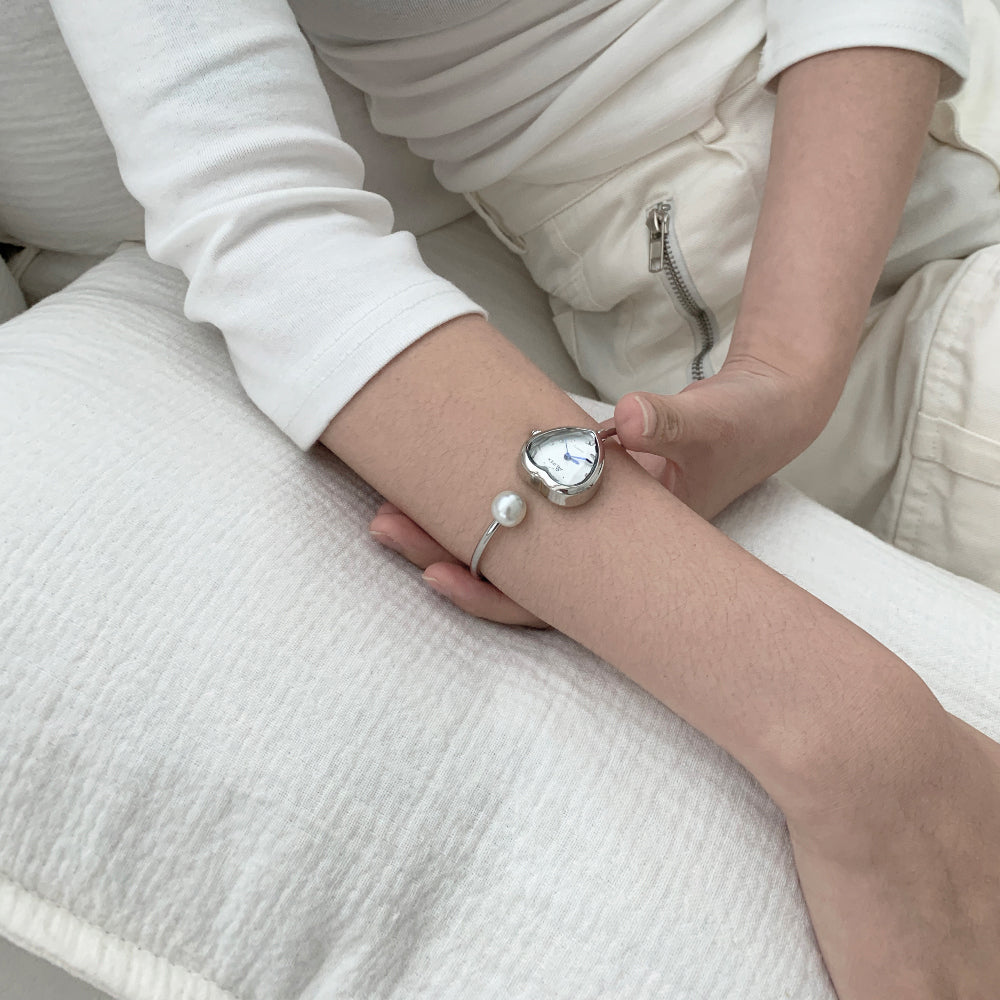 Pearl Heart Bangle Watch