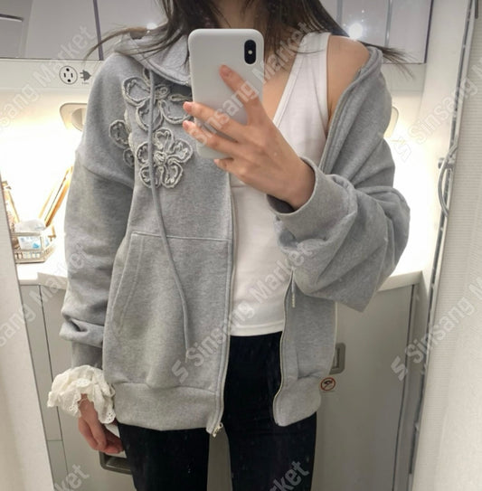 立體花花棉質外套