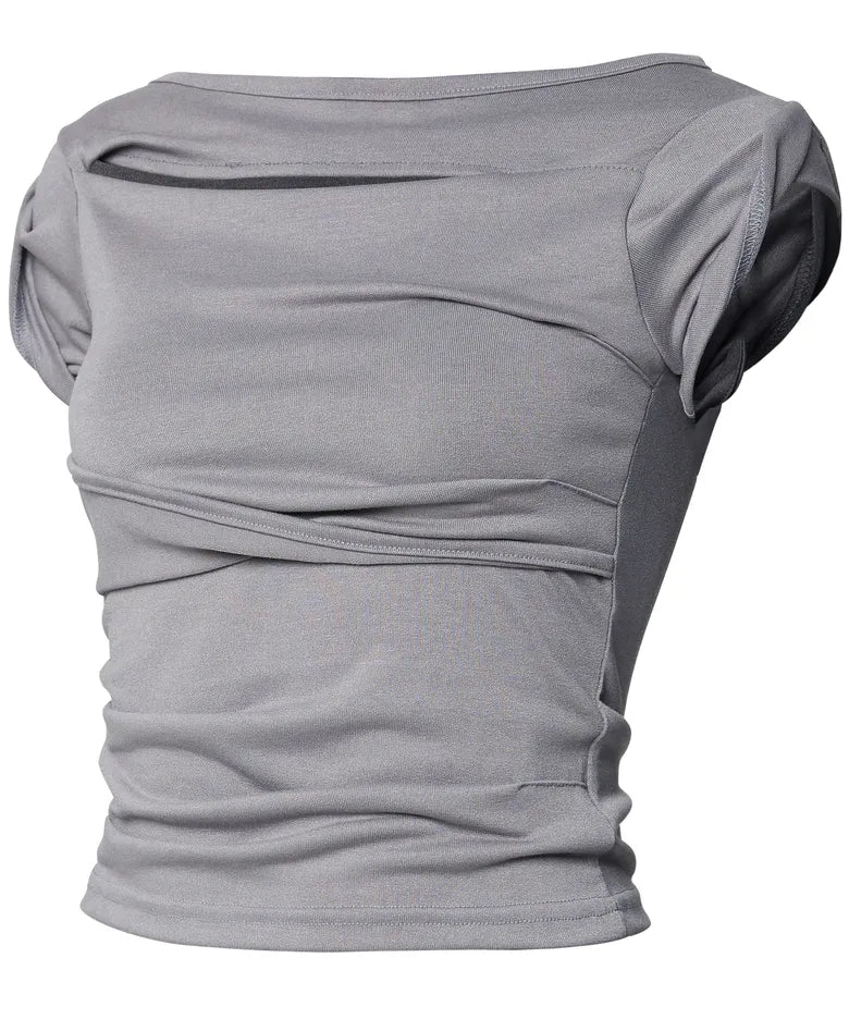 FLARE UP Asymmetrical Draped Roll-Up T-Shirt (4 colors)