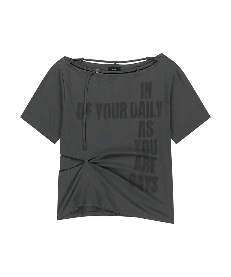 ASUR POINT BUCKLE ONE-SHOULDER TEE(4 colors)
