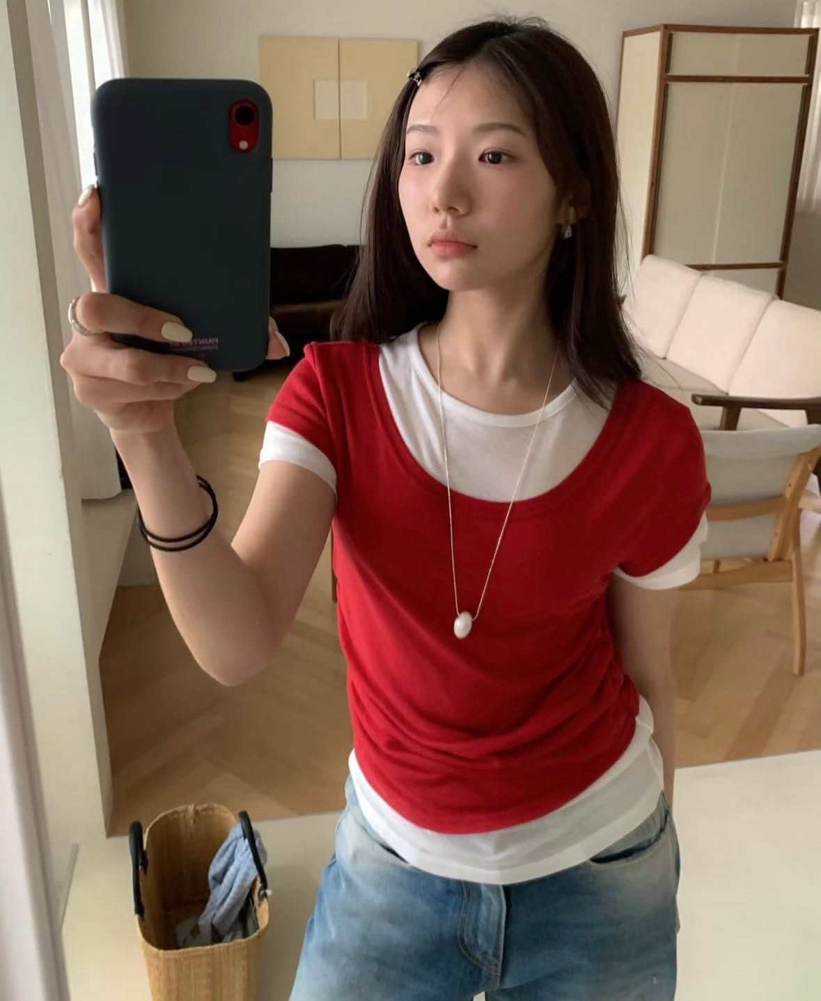假兩件拼色疊穿短袖Tee