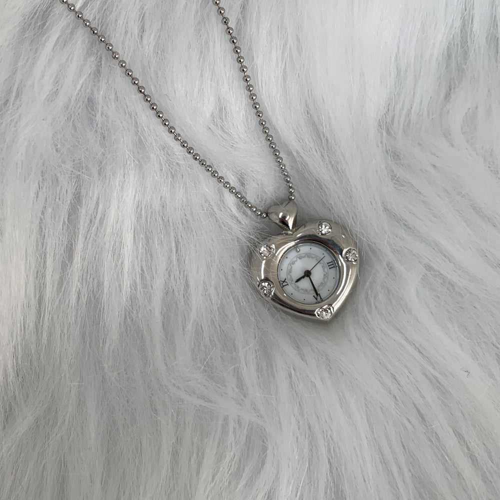 Twinkle Heart Clock Long Necklace