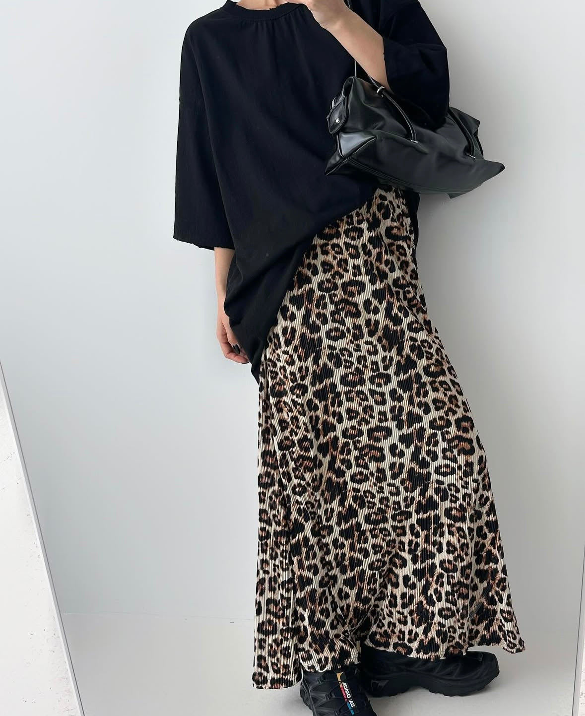 (黑色現貨)豹紋長裙