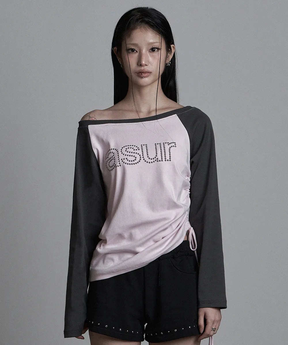 asur AU Boat Neck Shirring Long Sleeve(3 colors)