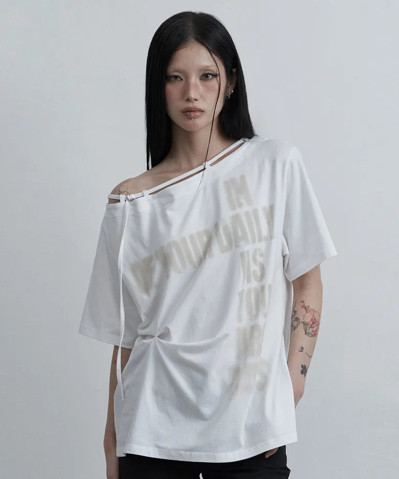 ASUR POINT BUCKLE ONE-SHOULDER TEE(4 colors)