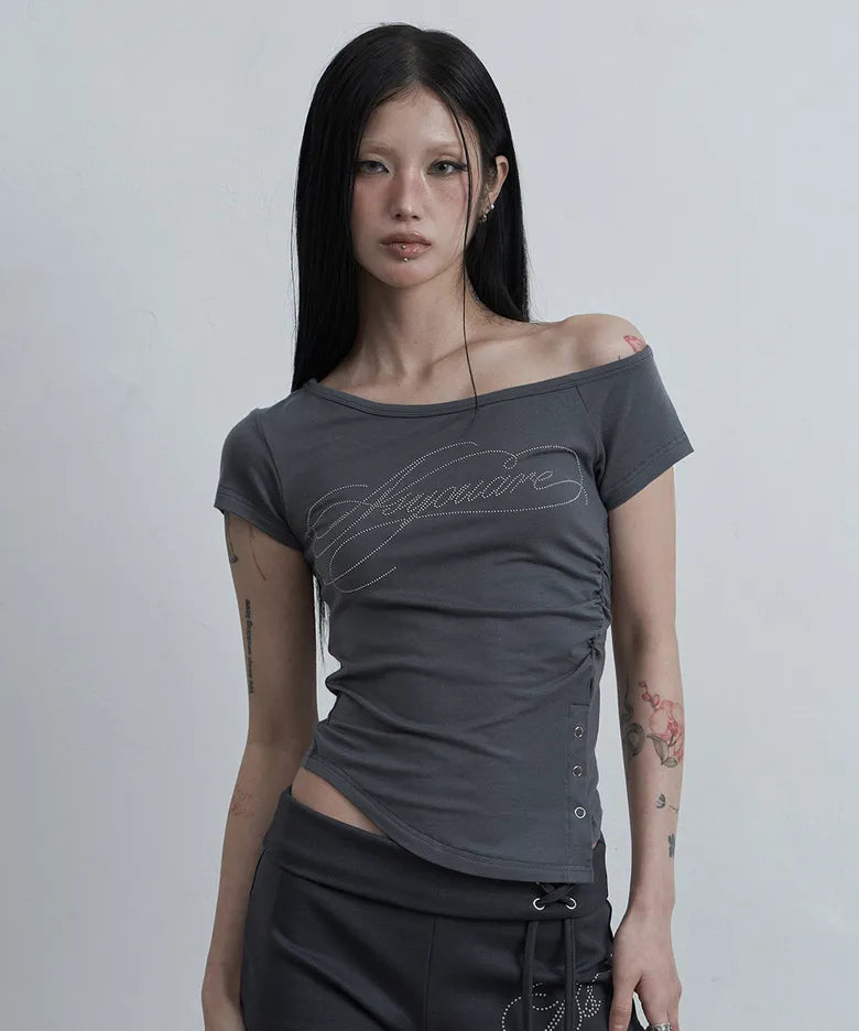 Asur Button Inshijeon One Shoulder Tee (4 colors)