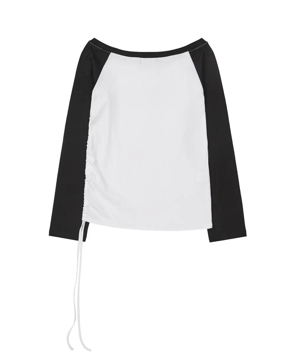 asur AU Boat Neck Shirring Long Sleeve(3 colors)