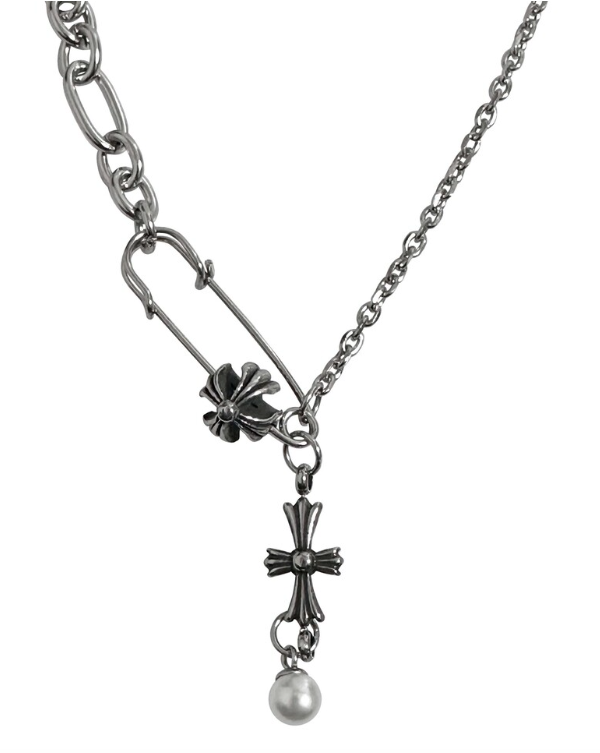 Pearl drop necklace(cross)