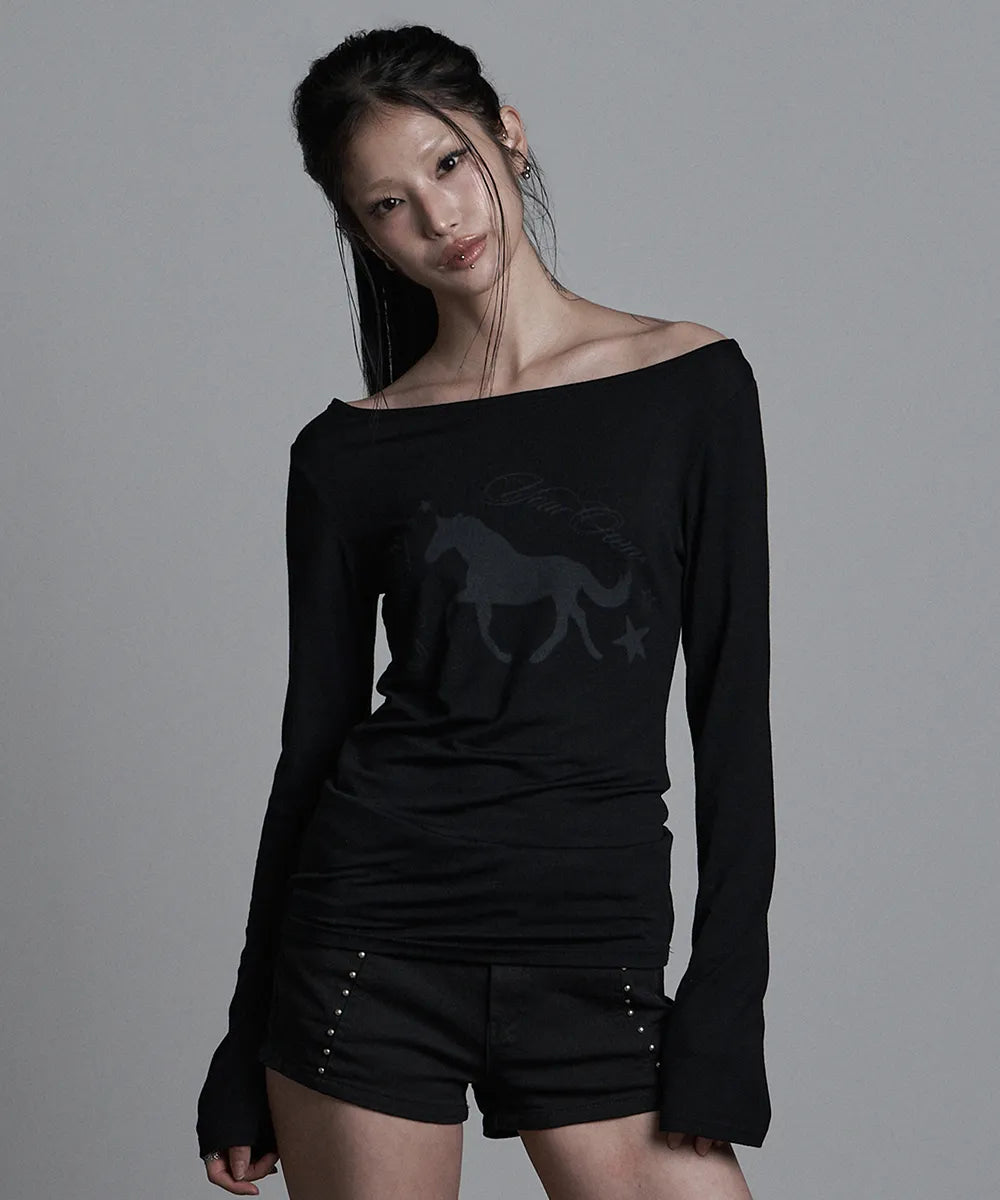 asur Horse Boatneck Long Sleeve(4 colors)