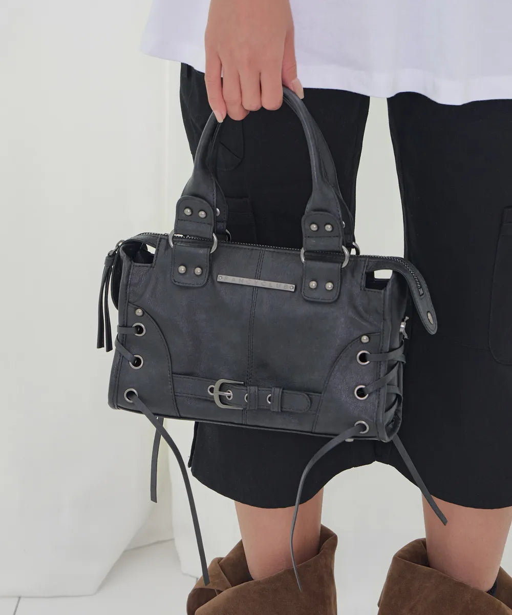 FANCYCLUB BELTED WASHING LEATHER MINI BAG (3 colors)