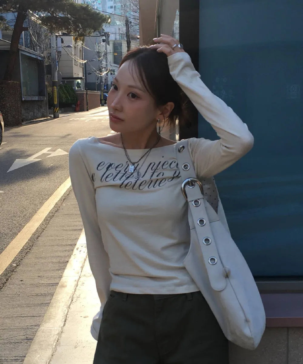 Leterie LETTERING OFF-SHOULDER TIE LONG SLEEVE_3COLOR