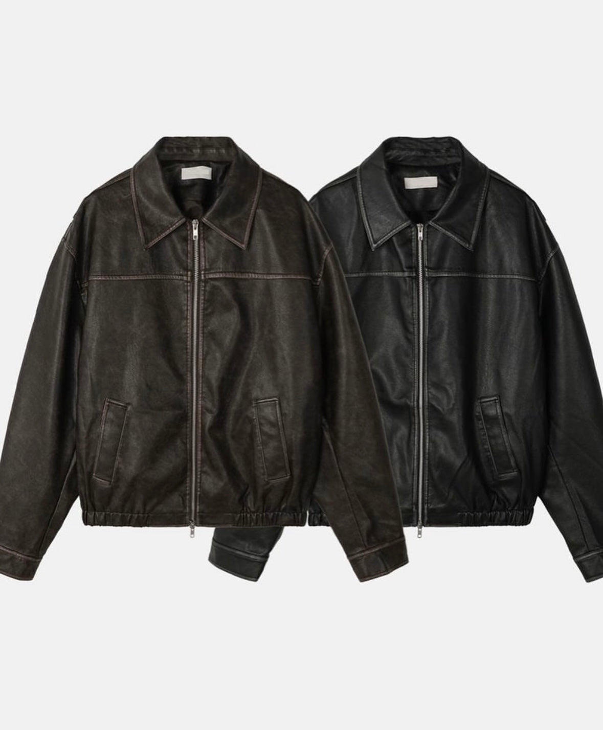 Unisex款洗水皮褸