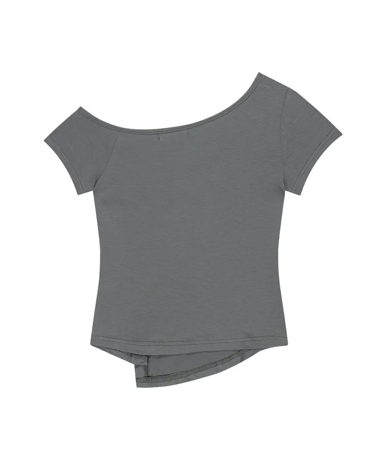 Asur Button Inshijeon One Shoulder Tee (4 colors)