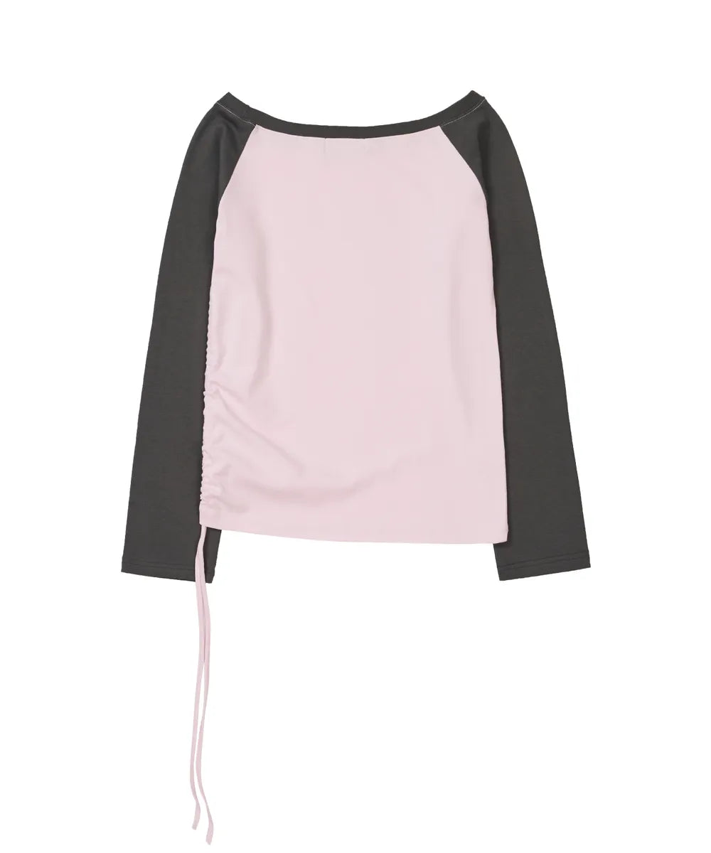 asur AU Boat Neck Shirring Long Sleeve(3 colors)