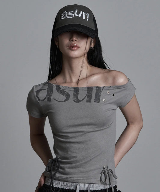 asur Punching Unbalanced Off-Shoulder Tee (3 colors)