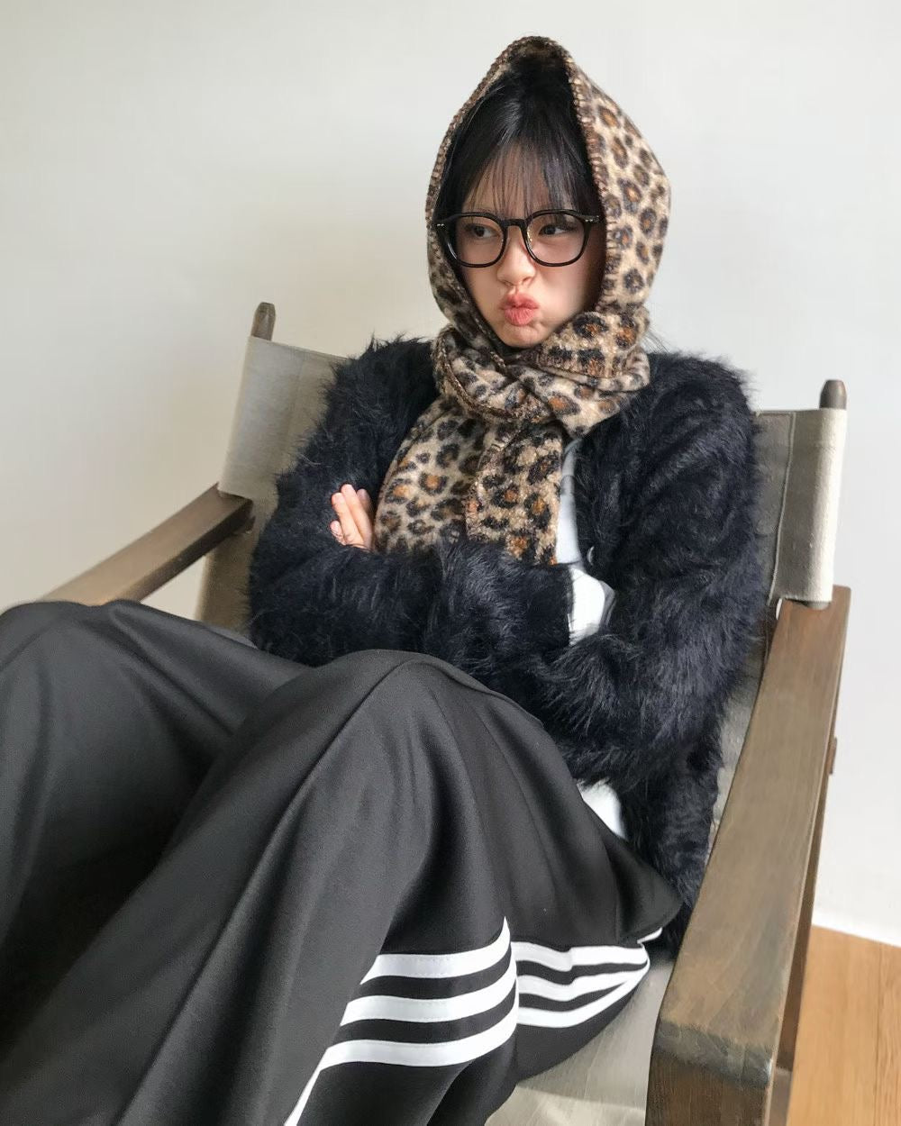 軟綿綿豹紋頸巾