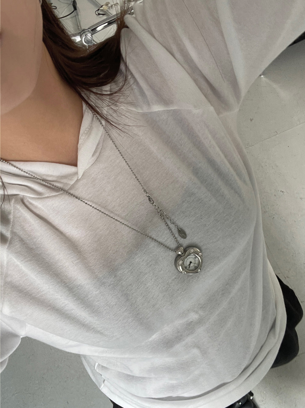 Twinkle Heart Clock Long Necklace