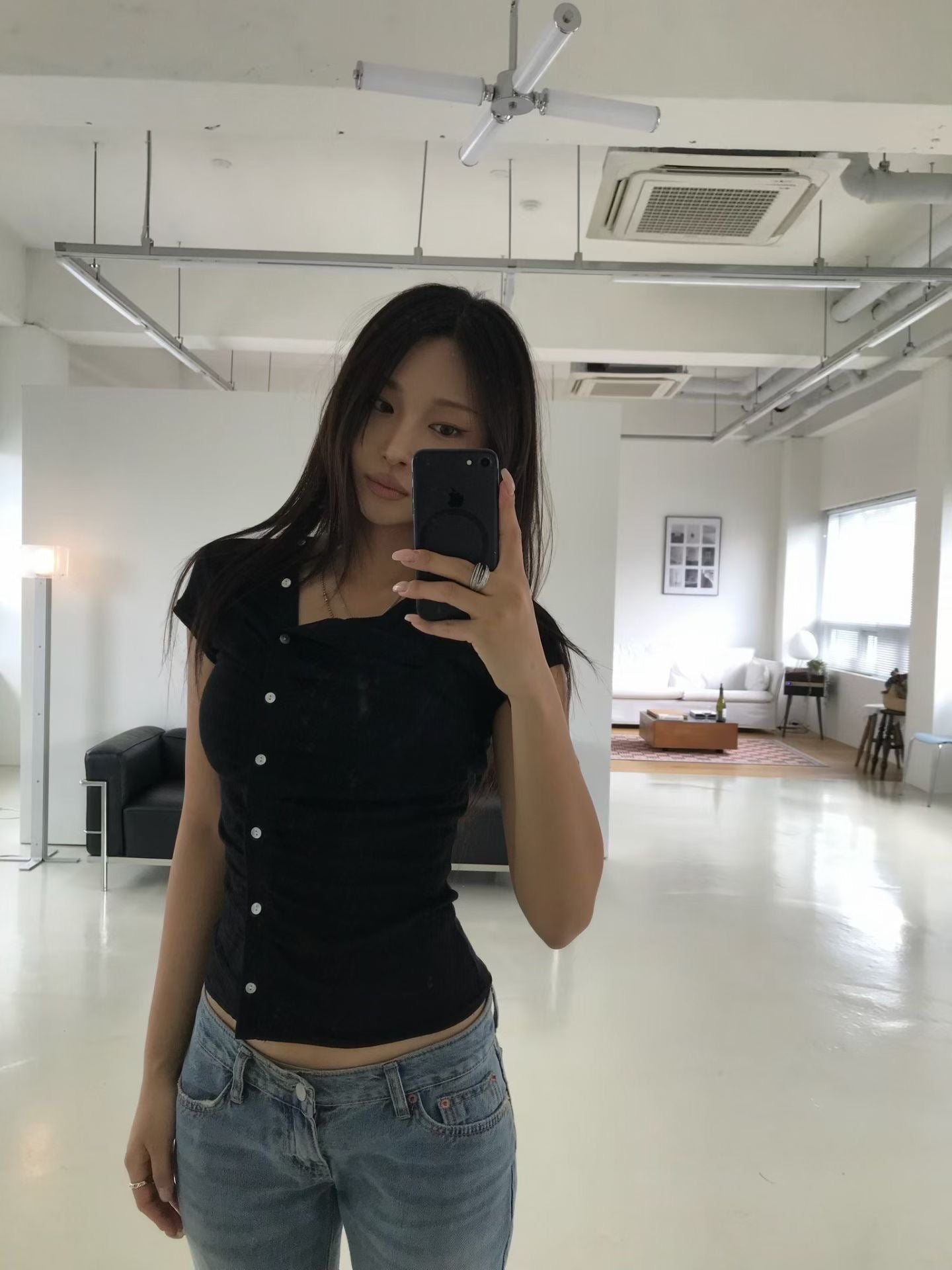 不規則鈕扣TOP(2色）