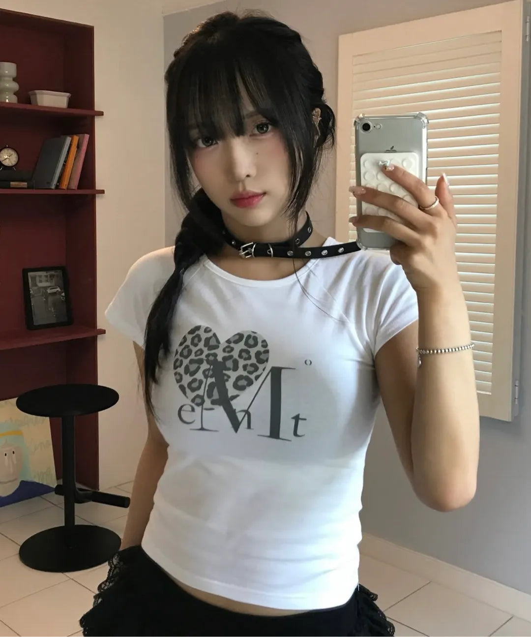 Sierra Leopard Print Heart Short Sleeve T-shirt (4 Colors)