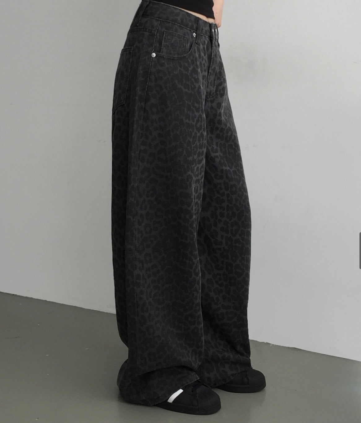[韓牌自家設計S-2XL] Calve Leopard Long Wide Pants