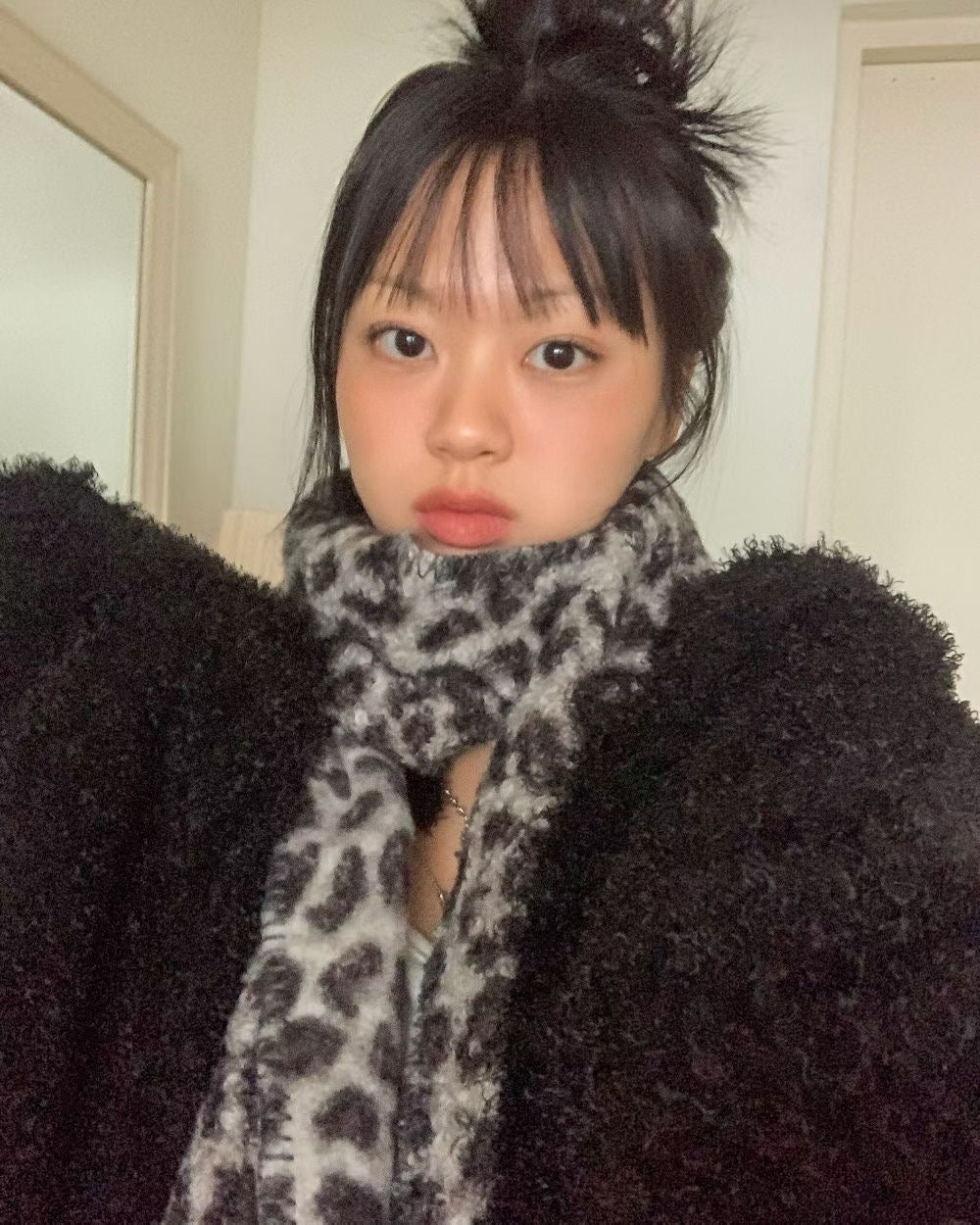 軟綿綿豹紋頸巾