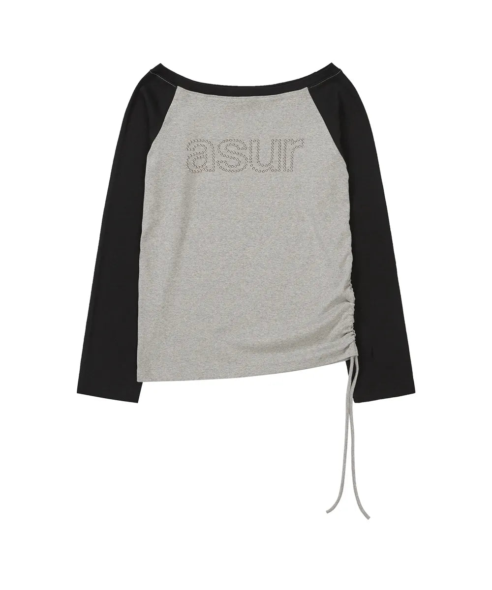 asur AU Boat Neck Shirring Long Sleeve(3 colors)
