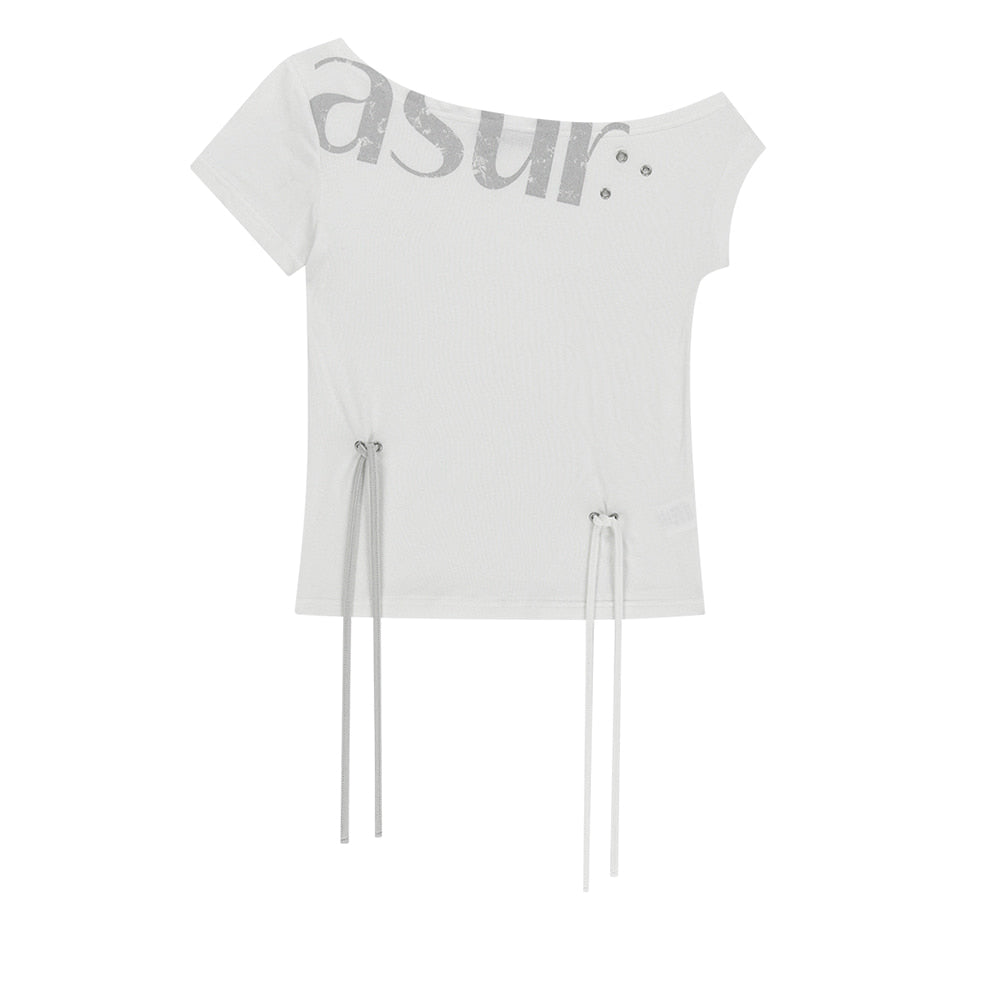 asur Punching Unbalanced Off-Shoulder Tee (3 colors)