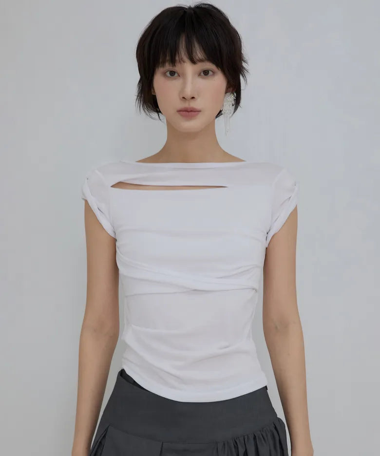 FLARE UP Asymmetrical Draped Roll-Up T-Shirt (4 colors)