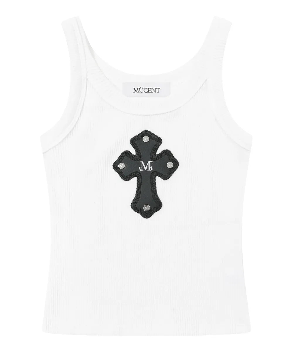 Mucent Theo Cross Leather Patch Sleeveless Nashi (2 Colors)