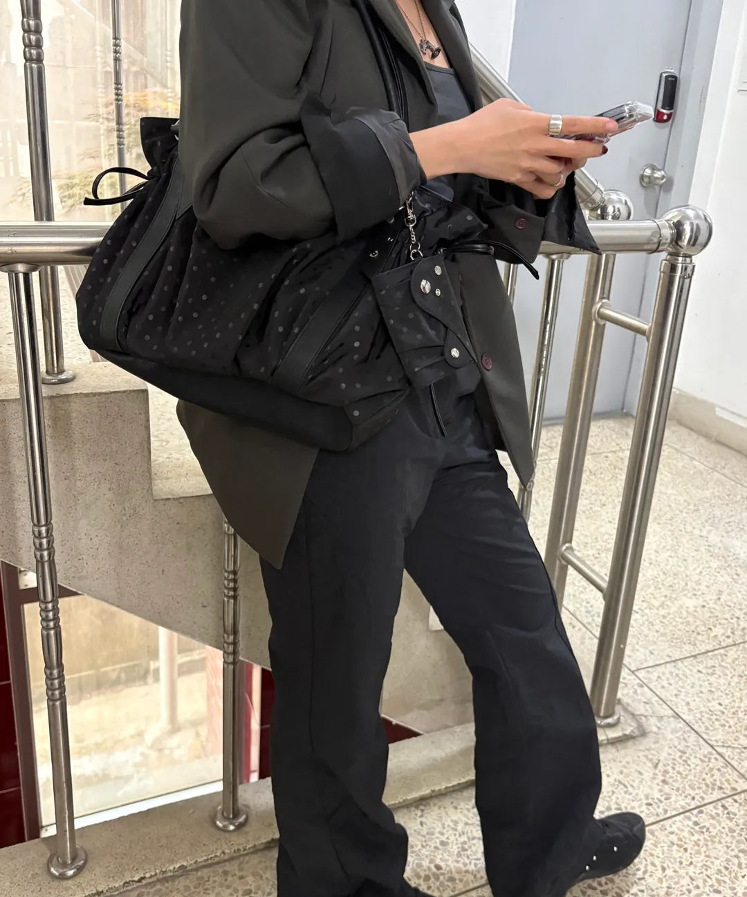 Yeomim x MISEKI SEOUL puff bag (black dot)