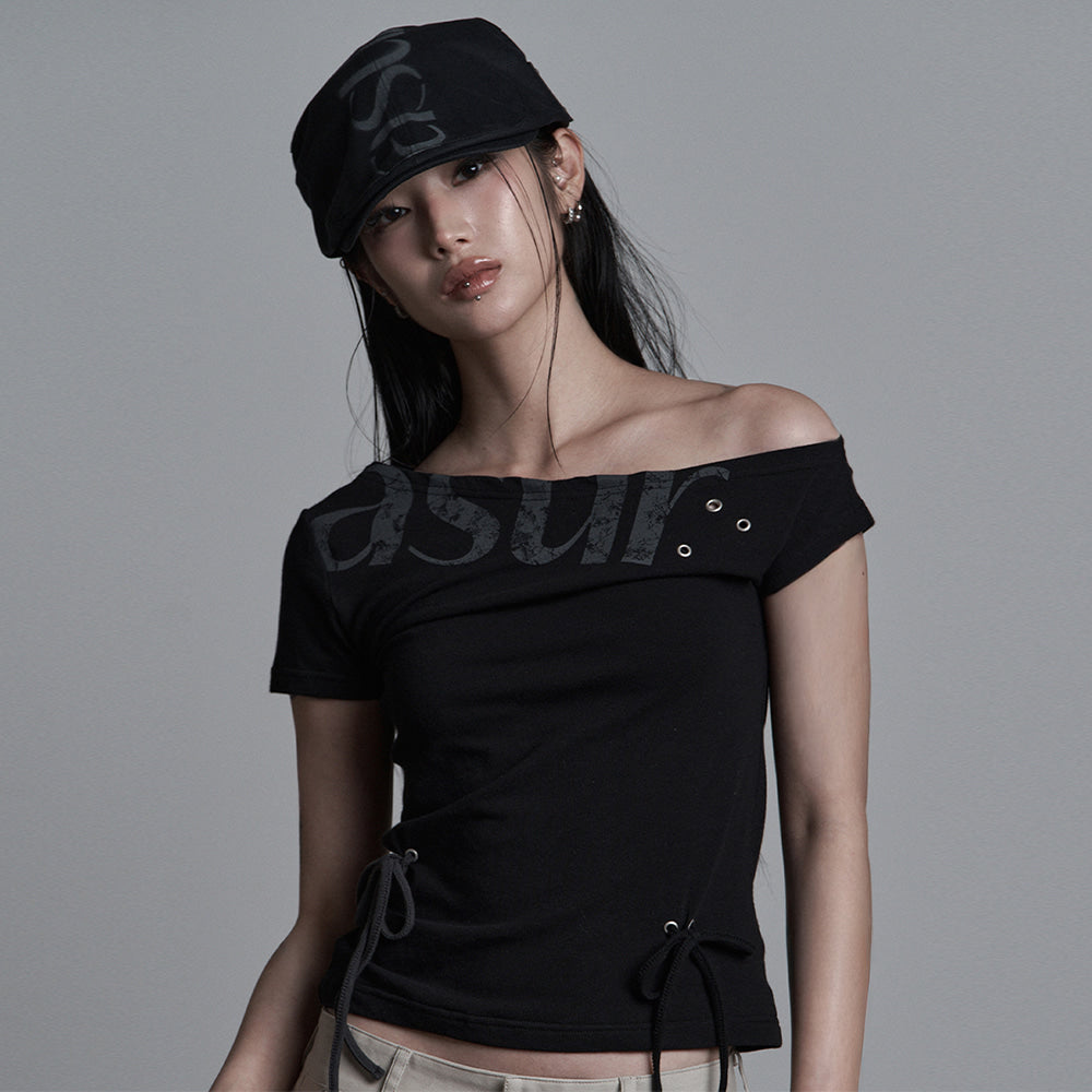 asur Punching Unbalanced Off-Shoulder Tee (3 colors)