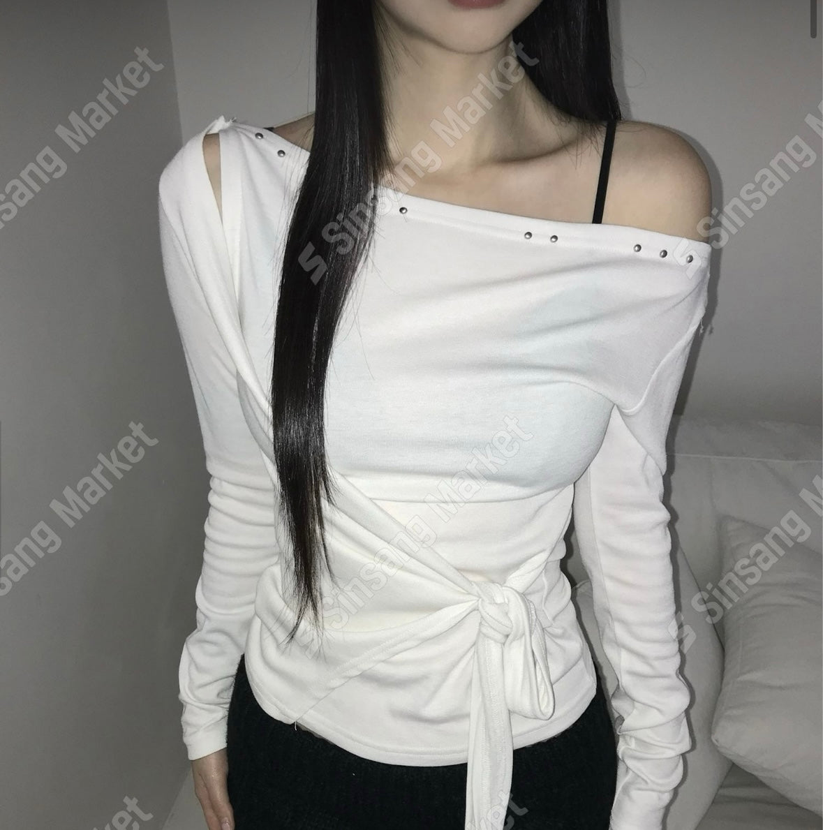 釘釘斜膊綁帶Top