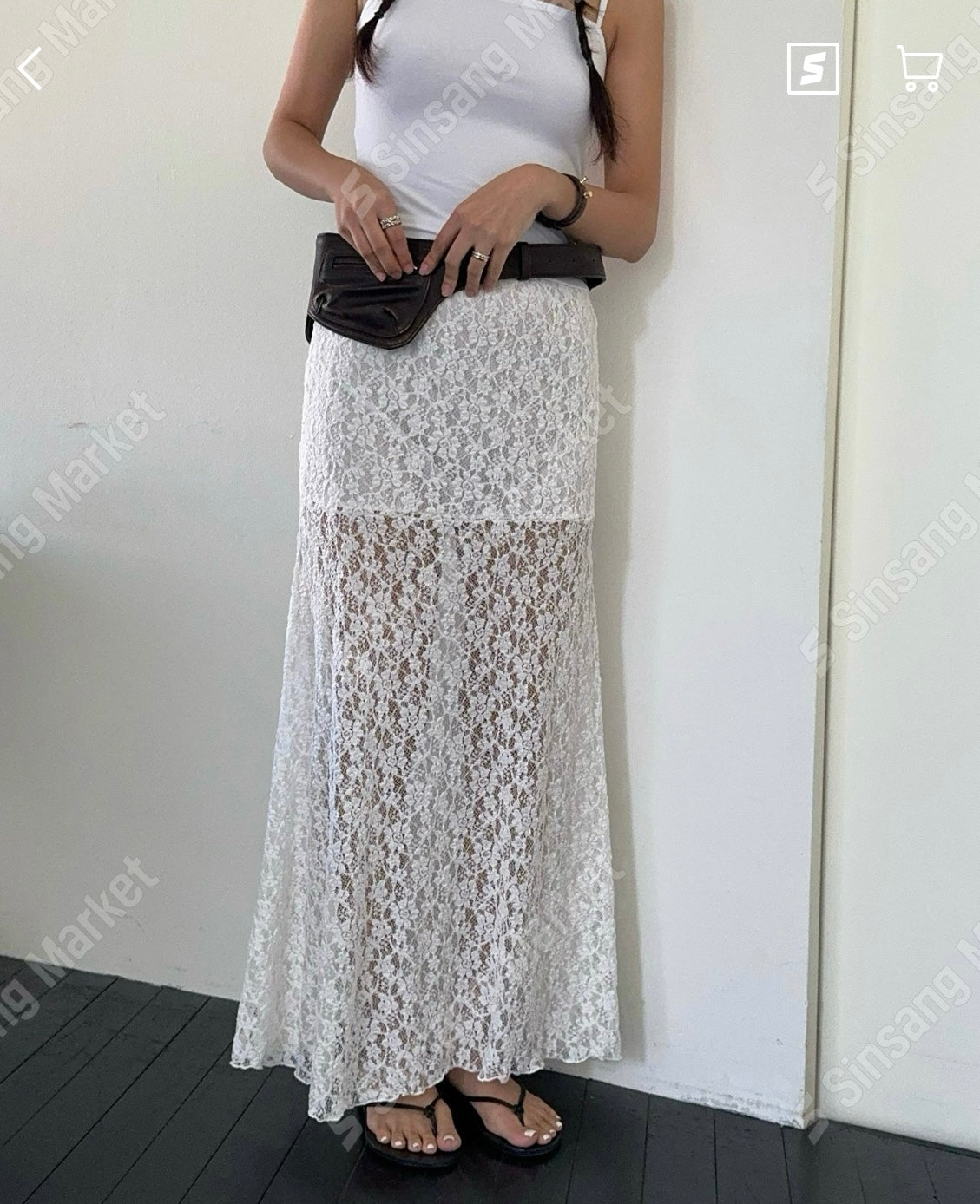 (黑色現貨）透膚Lace長裙