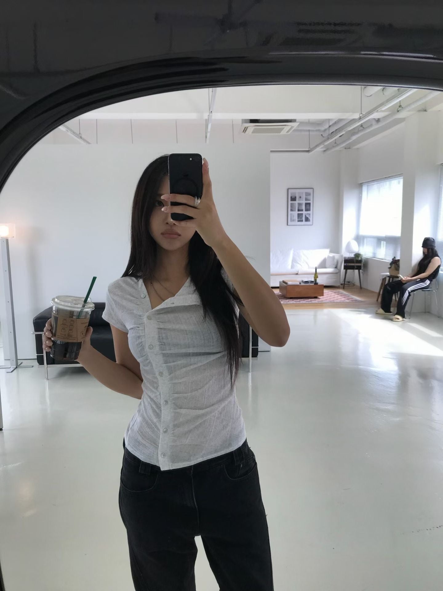 不規則鈕扣TOP(2色）