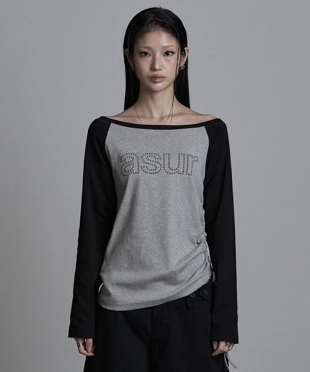 asur AU Boat Neck Shirring Long Sleeve(3 colors)