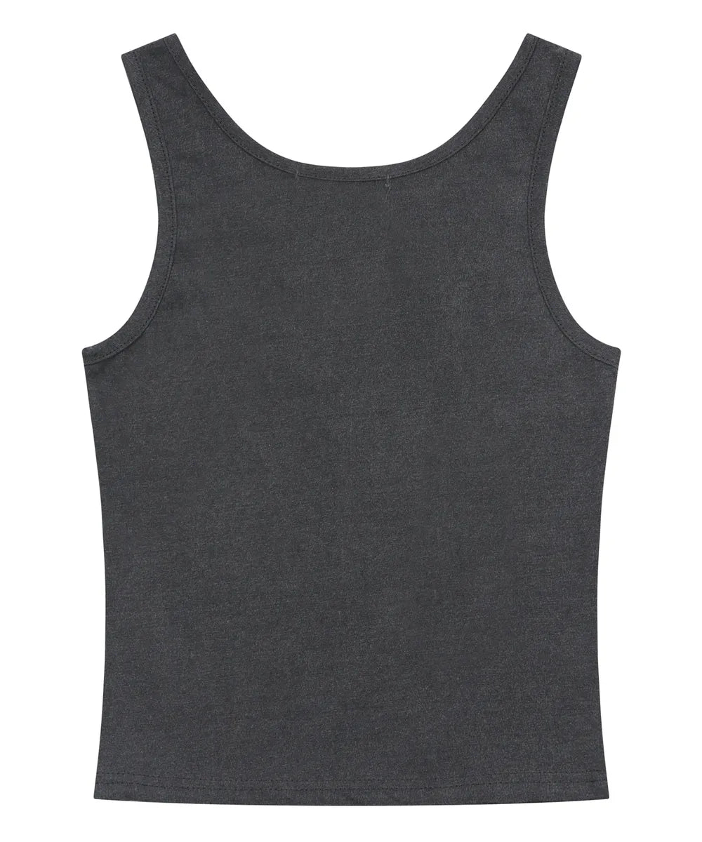 Mucent Shat rivet pigment incision metal logo sleeveless nashi (2 colors)