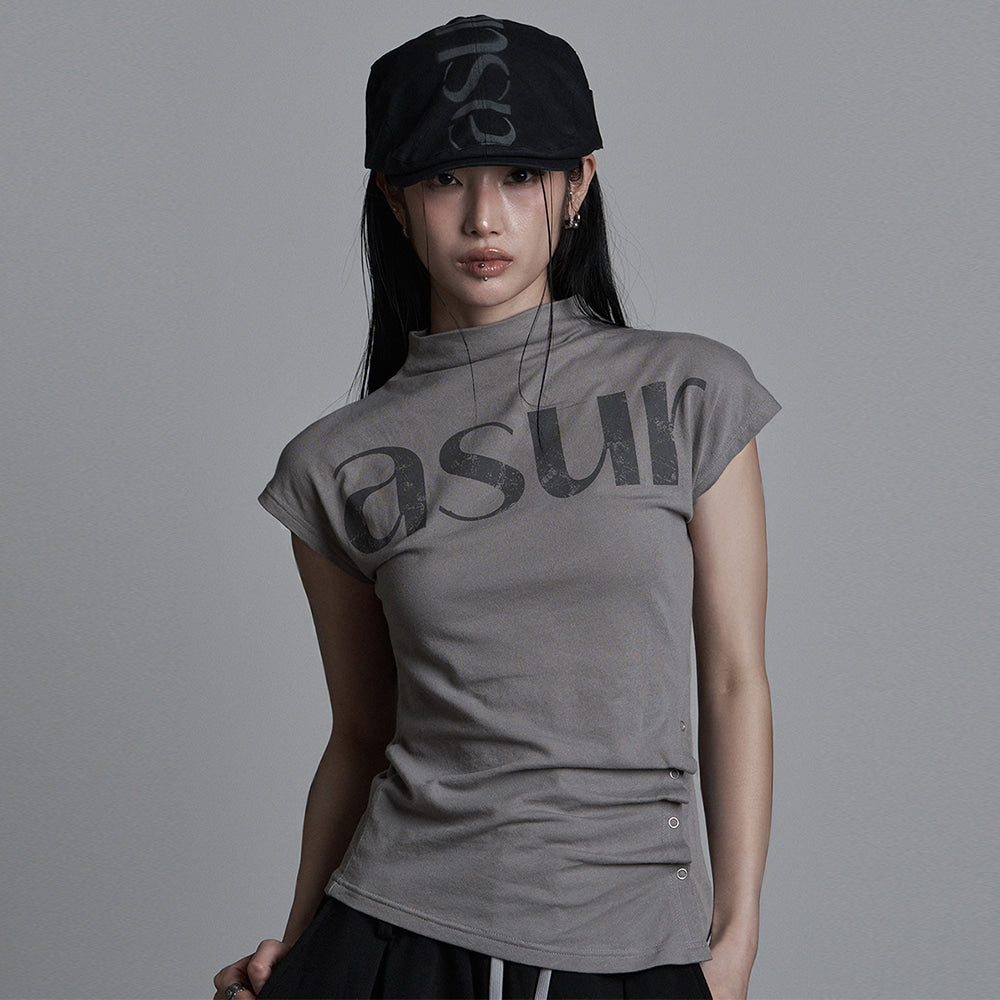 asur Side Snap Half Neck T-Shirt(3 colors)