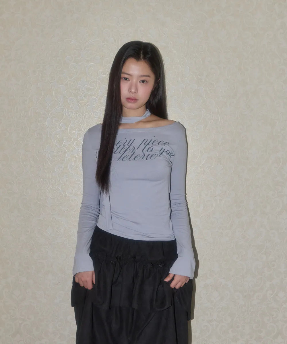 Leterie LETTERING OFF-SHOULDER TIE LONG SLEEVE_3COLOR