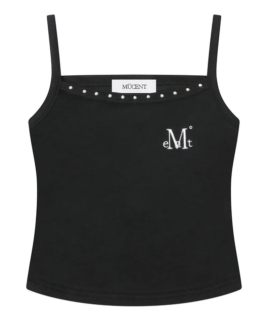Mucent Mano back cross leather patch sleeveless nashi (2 colors)