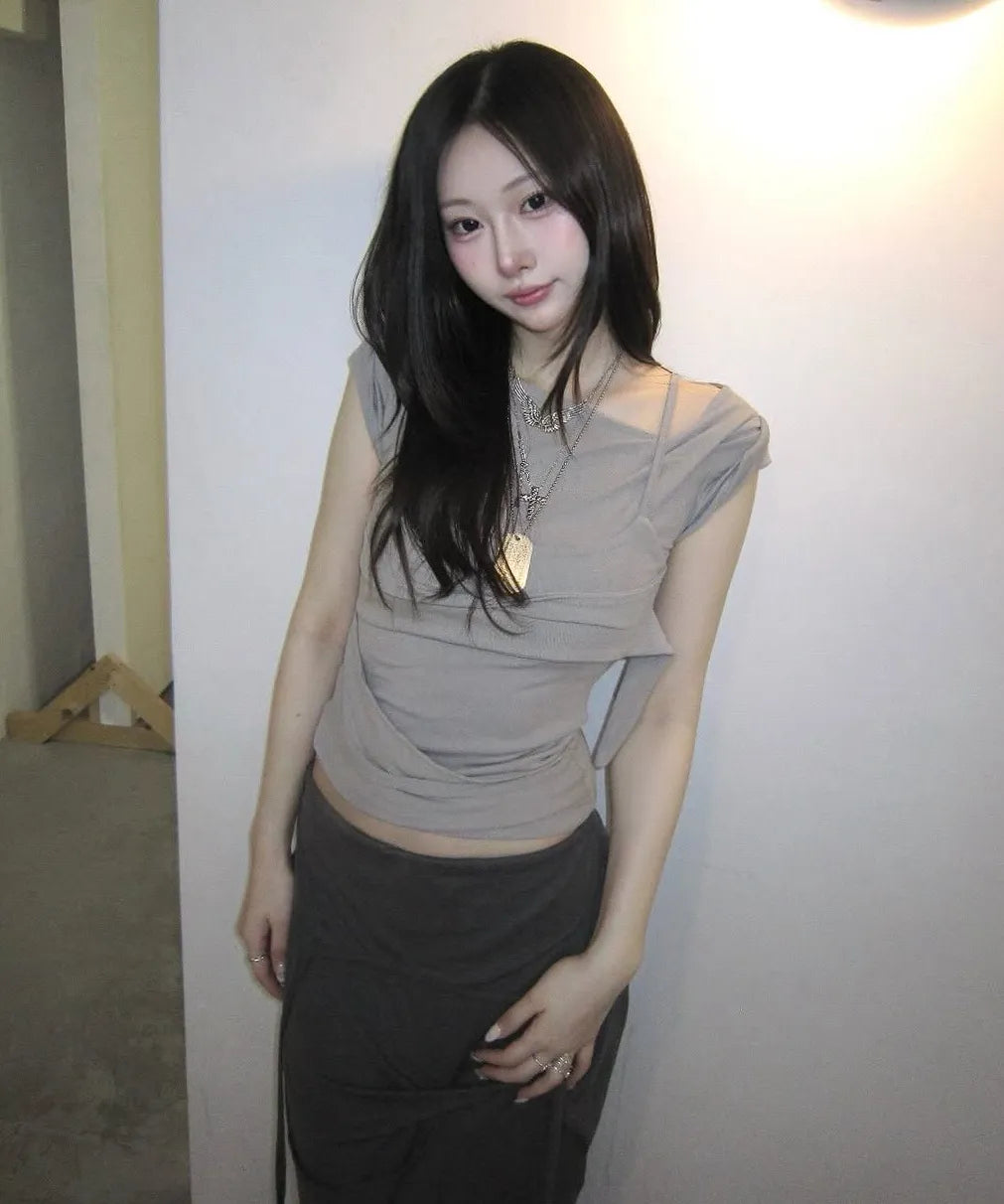 FLARE UP Layered Bustier T-Shirt(4 colors)