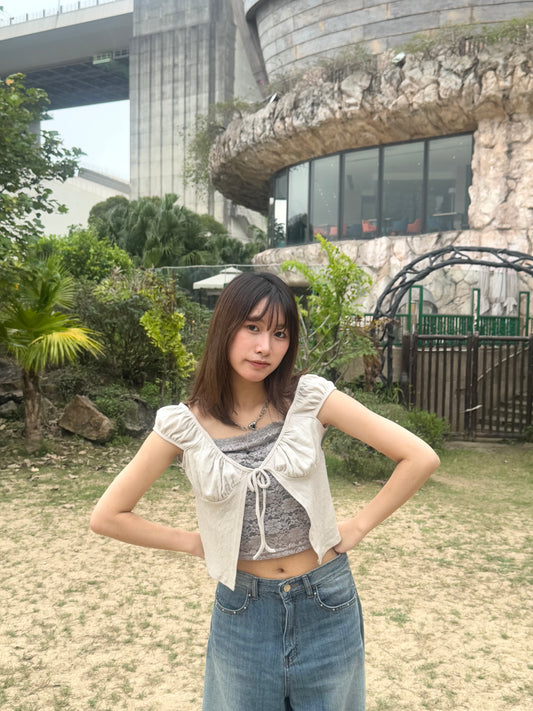 （beige現貨）假2件Lace Top