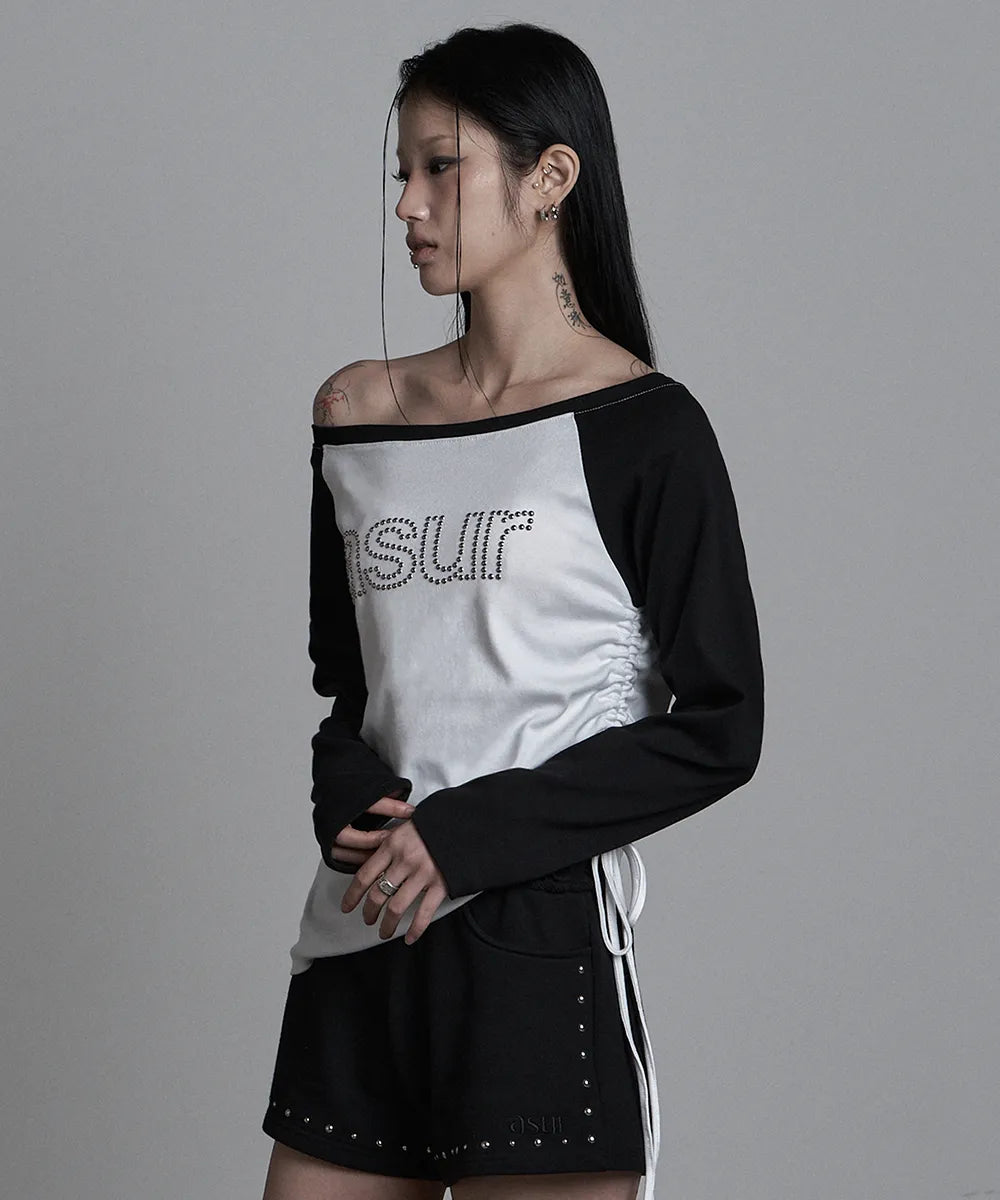 asur AU Boat Neck Shirring Long Sleeve(3 colors)