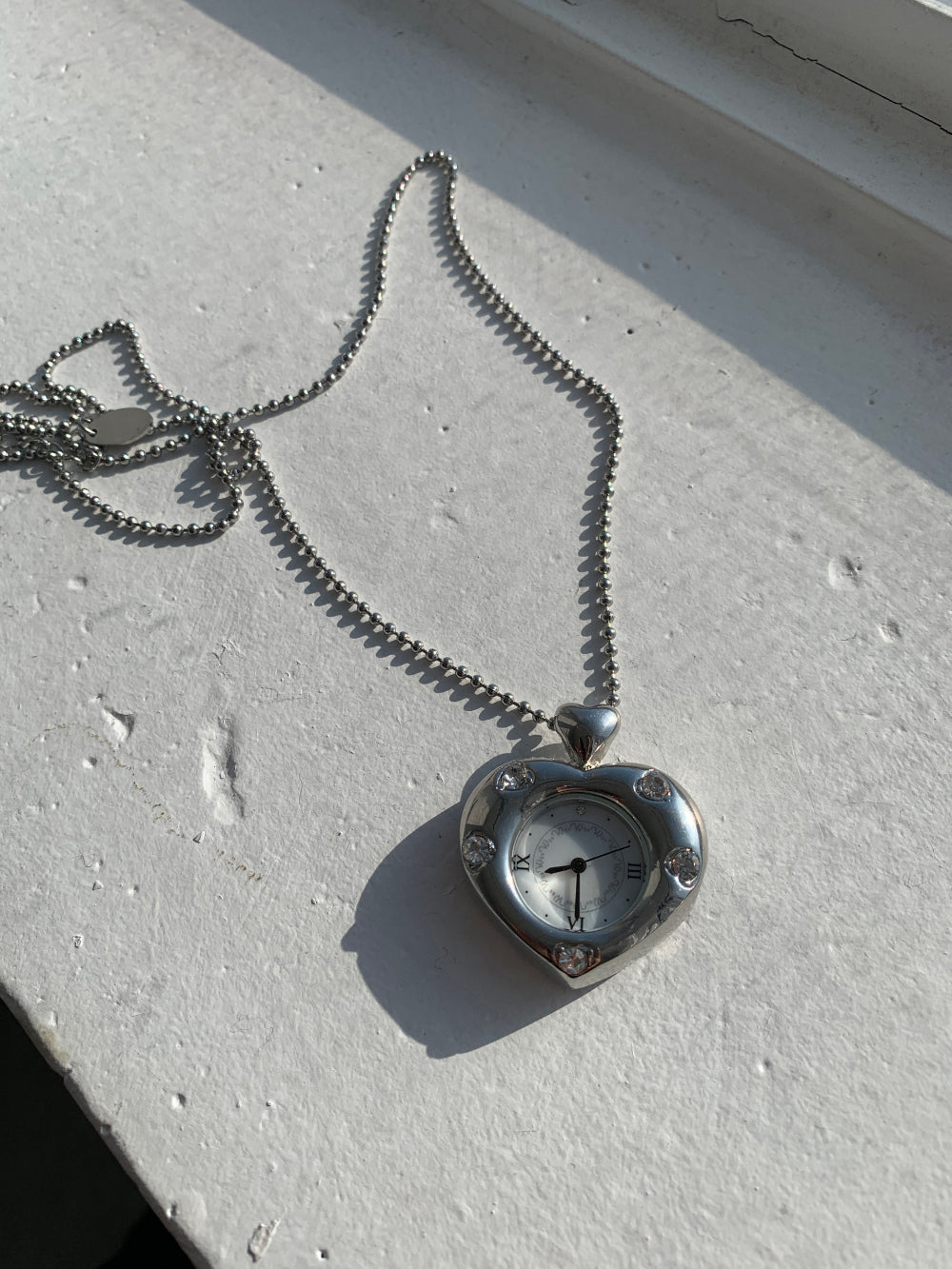 Twinkle Heart Clock Long Necklace