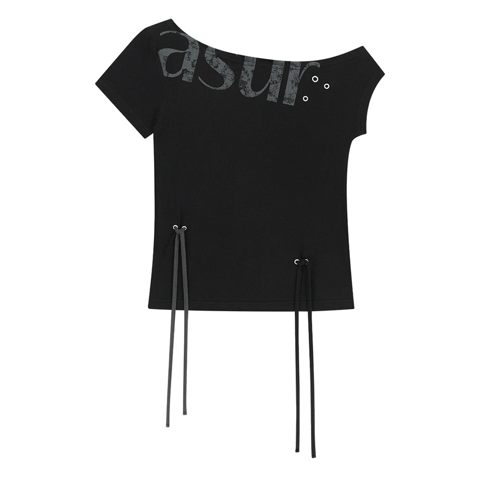 asur Punching Unbalanced Off-Shoulder Tee (3 colors)