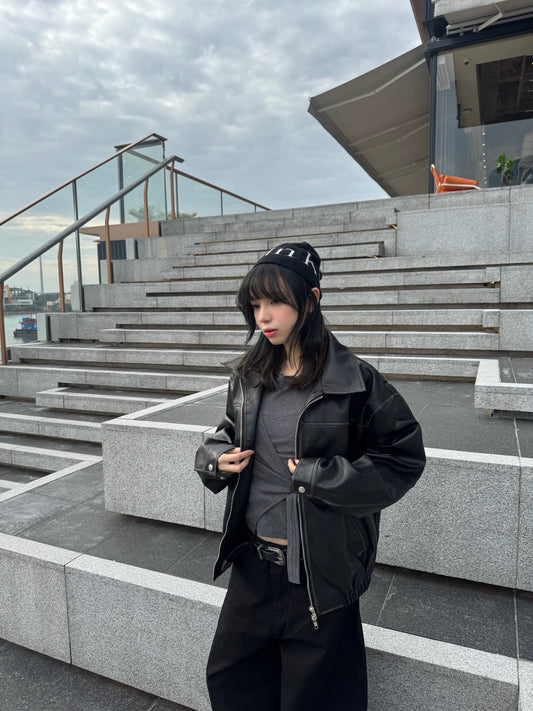 Unisex款洗水皮褸